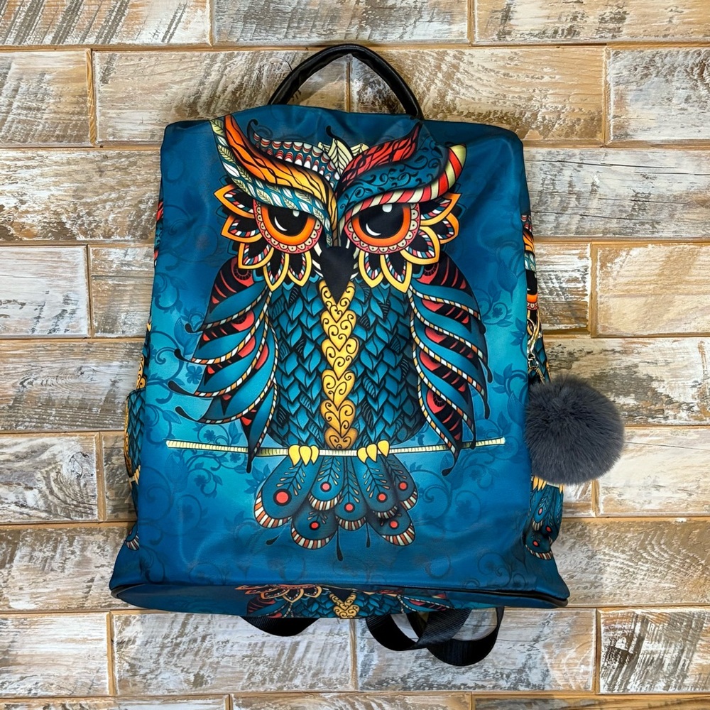 Artsy Owl Print Backpack.  Great condition.